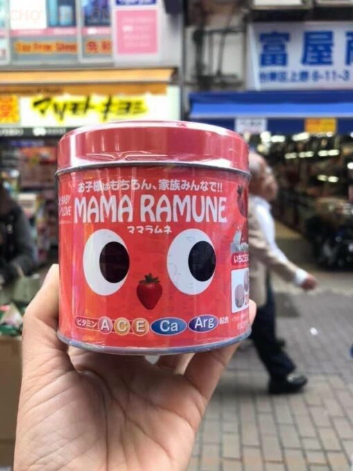 Kẹo cho trẻ biếng ăn Mama Ramune vị Dâu 200 viên Nhật