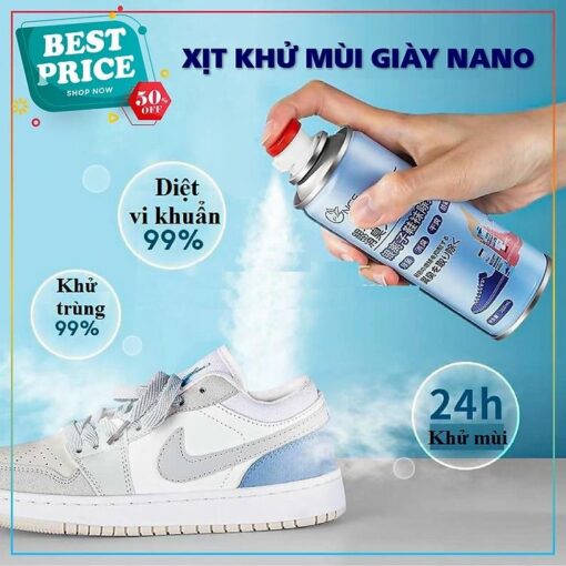 Chai xịt khử mùi giày dép Nano bạc (260ml)