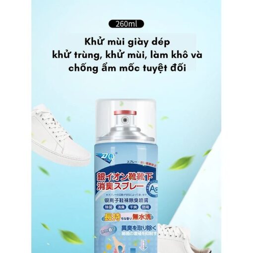 Chai xịt khử mùi giày dép Nano bạc (260ml)